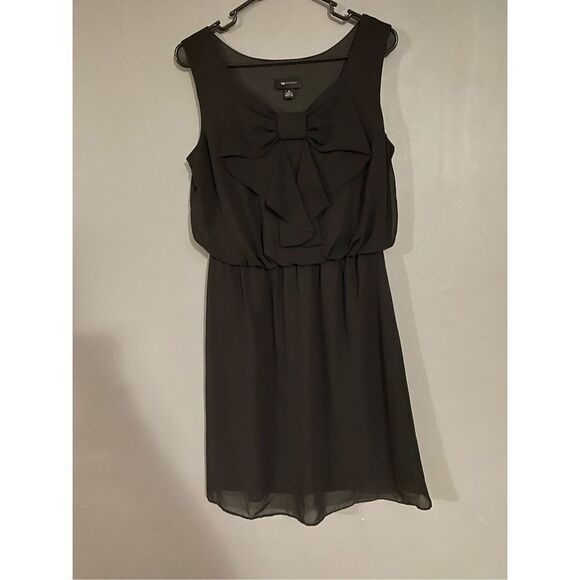 AB Studio Black Sleeveless Dress With Bow Front Size Medium - Picture 1 of 4